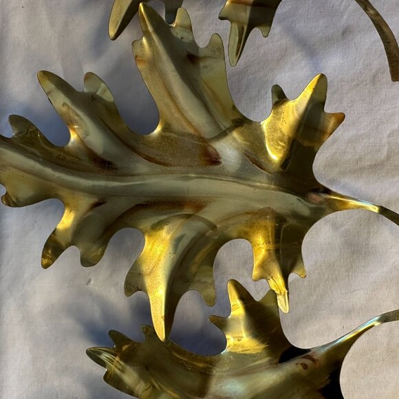Homco Home Interiors brass color metal Oak leaves Wall Hanging Vintage - Picture 5 of 6